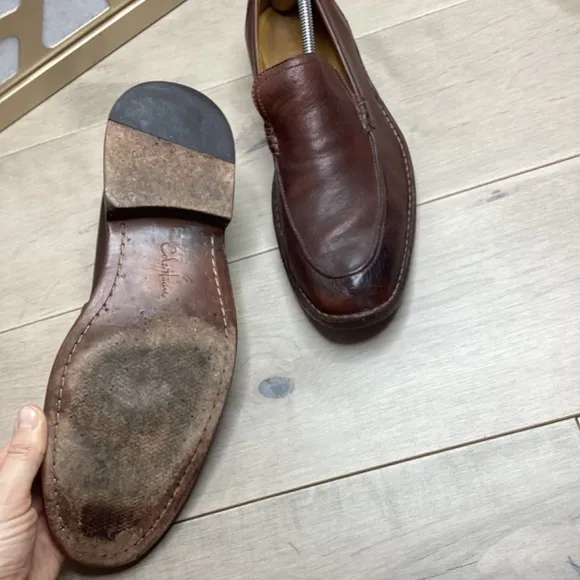 Cole Haan Brown Leather Shoes Slip On Loafers 10.5 M Distressed Vintage Look