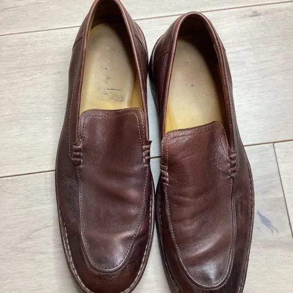 Cole Haan Brown Leather Shoes Slip On Loafers 10.5 M Distressed Vintage Look
