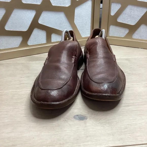 Cole Haan Brown Leather Shoes Slip On Loafers 10.5 M Distressed Vintage Look