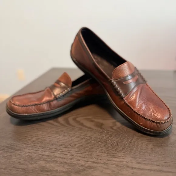 Cole Haan Country Mens Shoes Brown Dress Leather Moc Toe Loafers Sz 11 1/2