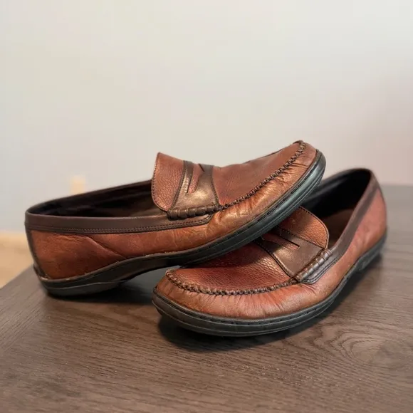 Cole Haan Country Mens Shoes Brown Dress Leather Moc Toe Loafers Sz 11 1/2