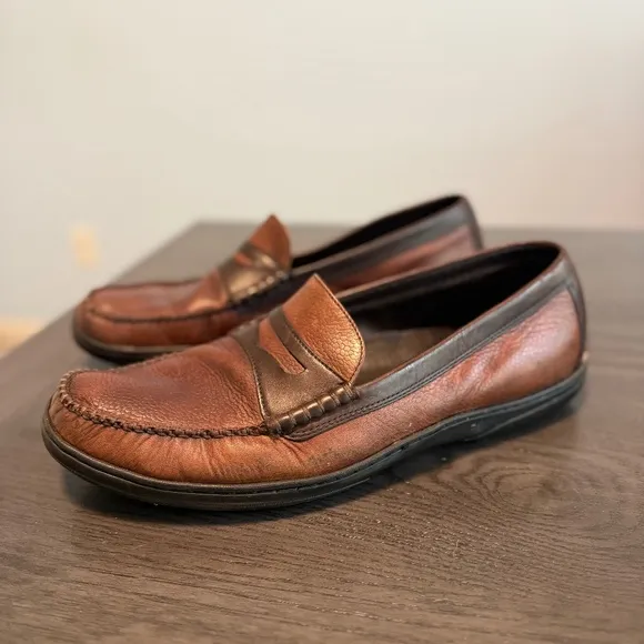 Cole Haan Country Mens Shoes Brown Dress Leather Moc Toe Loafers Sz 11 1/2