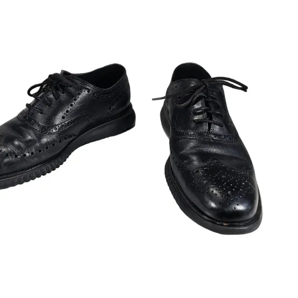 Cole Haan Dress Shoes size 9.5 Black Leather Zerogrand Wingtip Oxford