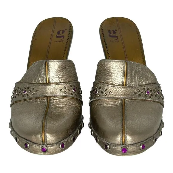 COLE HAAN G Lab Series Y2K Metallic Gold Leather High Heels Shoes Size 9 Retro