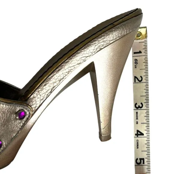 COLE HAAN G Lab Series Y2K Metallic Gold Leather High Heels Shoes Size 9 Retro