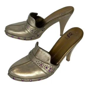 COLE HAAN G Lab Series Y2K Metallic Gold Leather High Heels Shoes Size 9 Retro