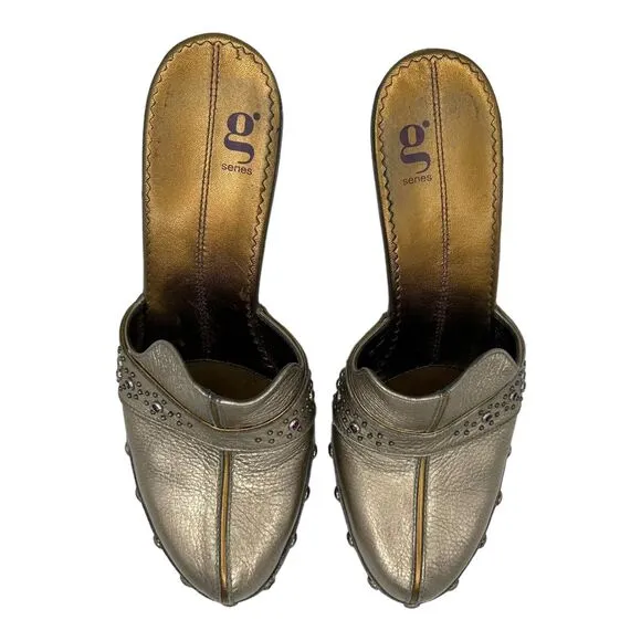 COLE HAAN G Lab Series Y2K Metallic Gold Leather High Heels Shoes Size 9 Retro