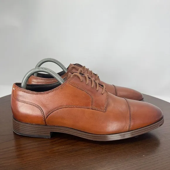 Cole Haan Grand Os Shoes Men's 8M Brown Leather Cap Toe Oxford Dress C23771