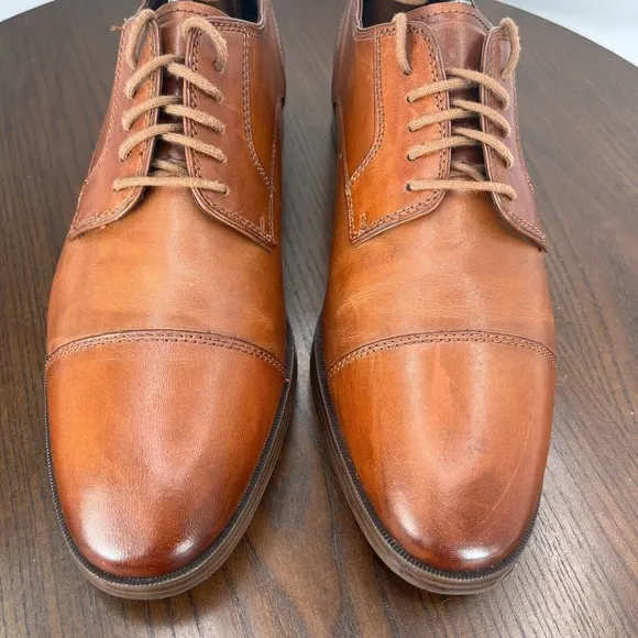 Cole Haan Grand Os Shoes Men's 8M Brown Leather Cap Toe Oxford Dress C23771