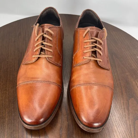 Cole Haan Grand Os Shoes Men's 8M Brown Leather Cap Toe Oxford Dress C23771