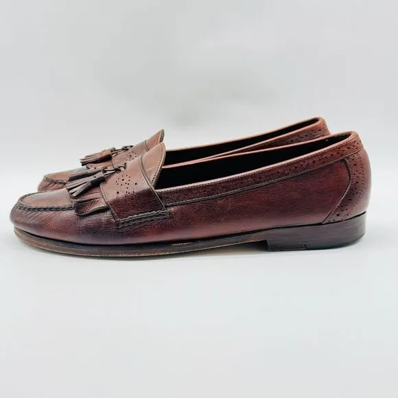 Cole Haan Loafers Mens 10.5 Brown Leather Tassel Casual USA Made Vintage Shoes