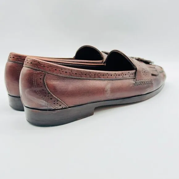 Cole Haan Loafers Mens 10.5 Brown Leather Tassel Casual USA Made Vintage Shoes