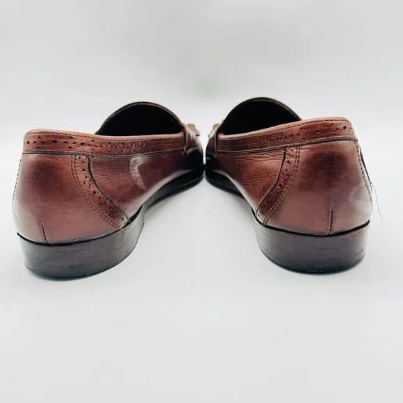 Cole Haan Loafers Mens 10.5 Brown Leather Tassel Casual USA Made Vintage Shoes