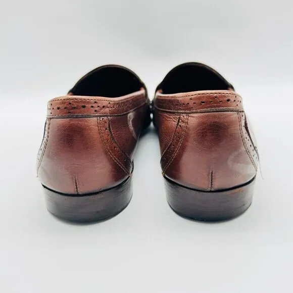 Cole Haan Loafers Mens 10.5 Brown Leather Tassel Casual USA Made Vintage Shoes