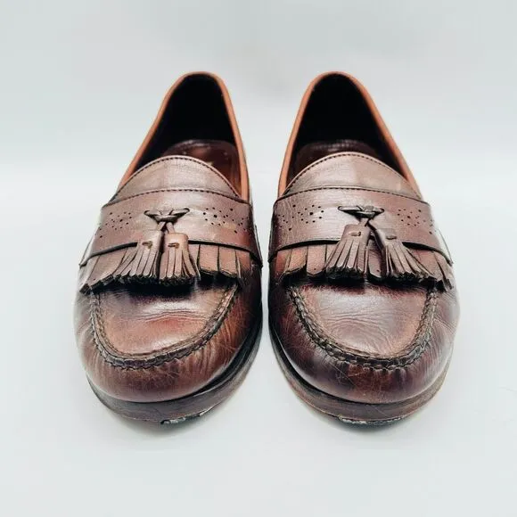 Cole Haan Loafers Mens 10.5 Brown Leather Tassel Casual USA Made Vintage Shoes