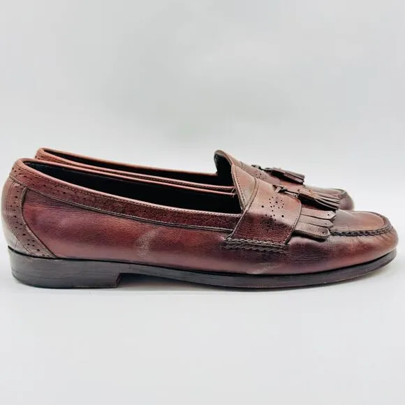 Cole Haan Loafers Mens 10.5 Brown Leather Tassel Casual USA Made Vintage Shoes