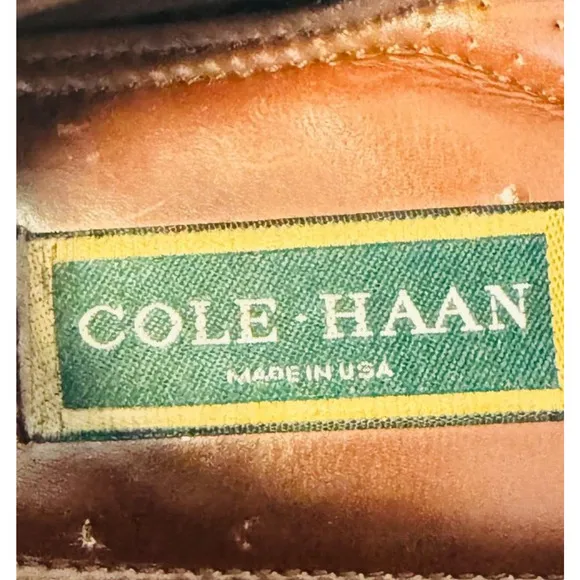 Cole Haan Loafers Mens 10.5 Brown Leather Tassel Casual USA Made Vintage Shoes