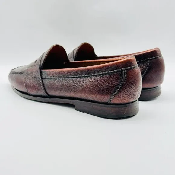 Cole Haan Loafers Mens 10.5 Brown Pebbled Leather Penny Casual Vintage Shoes