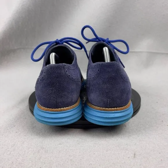 Cole Haan Lunargrand Blue Suede Wingtip Derby Dress Shoes Size 10.5