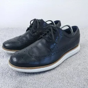 Cole Haan LunarGrand Mens 10.5 Dress Shoes Black Wingtip Oxford Lace Up