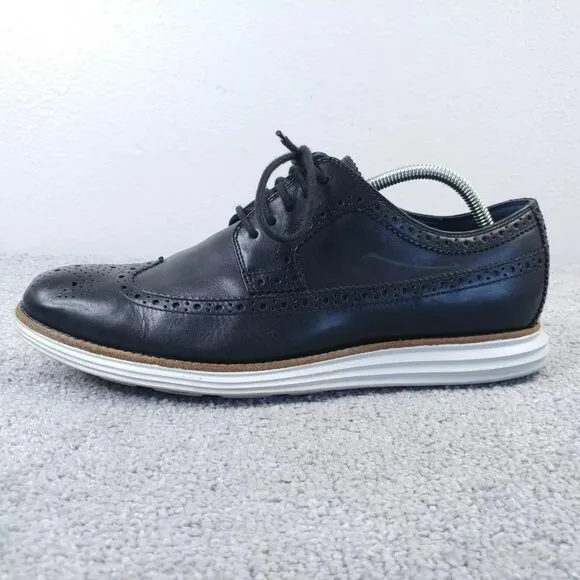 Cole Haan LunarGrand Mens 10.5 Dress Shoes Black Wingtip Oxford Lace Up