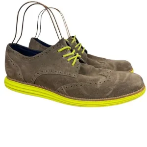 Cole Haan Lunargrand Wingtip Suede Leather Oxford Dress Shoes Green Brown sz 14