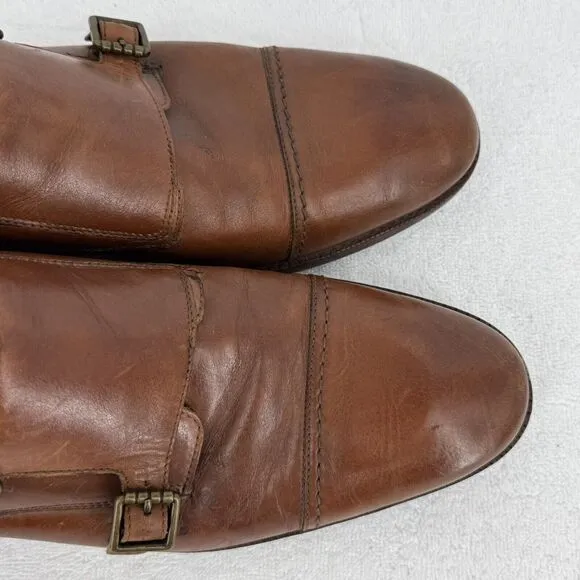 Cole Haan Mens 11 Warner Grand Monk Strap Buckle Brown Leather Shoes C29035