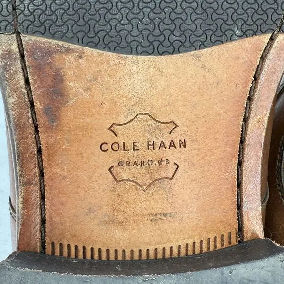 Cole Haan Mens 11 Warner Grand Monk Strap Buckle Brown Leather Shoes C29035
