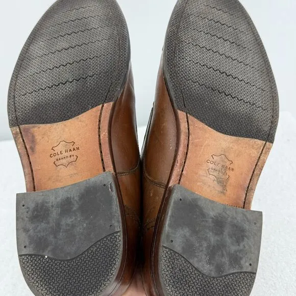 Cole Haan Mens 11 Warner Grand Monk Strap Buckle Brown Leather Shoes C29035
