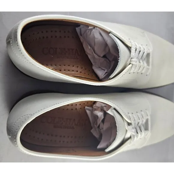 Cole Haan Men’s G2 Oxford Light Colored Ivory Suede Brown Trim Dress Shoes SZ 6E