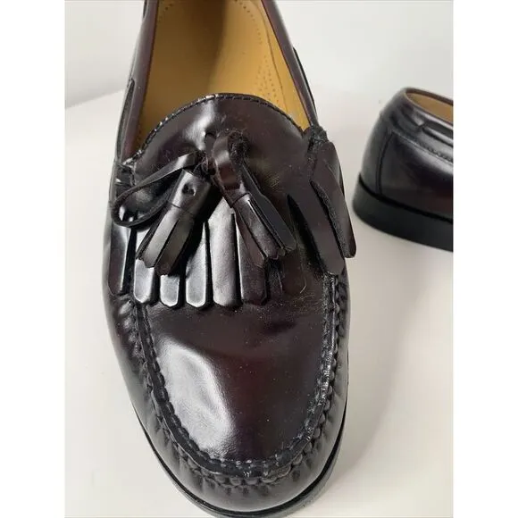 Cole Haan Men's Pinch Shawl Bow II Burgundy‎ Size 8.5 3E Tassel Loafers EUC