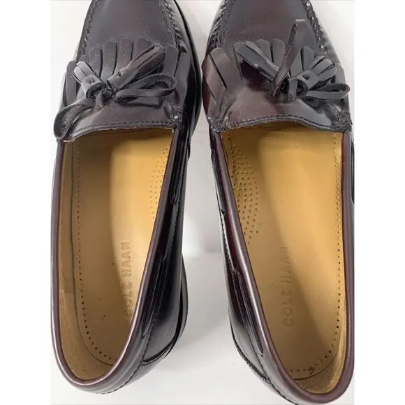 Cole Haan Men's Pinch Shawl Bow II Burgundy‎ Size 8.5 3E Tassel Loafers EUC