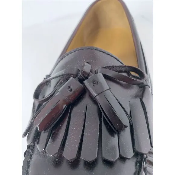 Cole Haan Men's Pinch Shawl Bow II Burgundy‎ Size 8.5 3E Tassel Loafers EUC