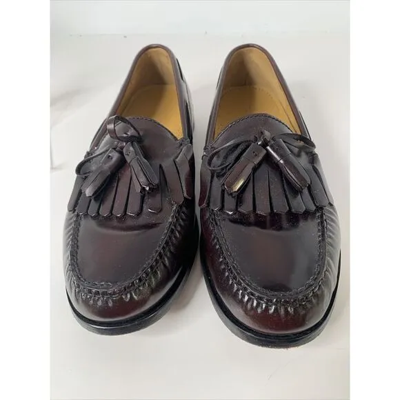 Cole Haan Men's Pinch Shawl Bow II Burgundy‎ Size 8.5 3E Tassel Loafers EUC