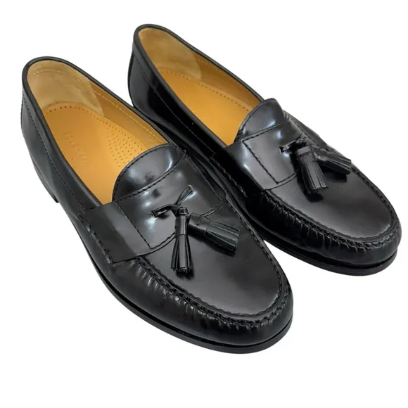 COLE HAAN MEN'S PINCH TASSEL BLACK HAND-SEWN LEATHER LOAFER, 03506 Size 10E