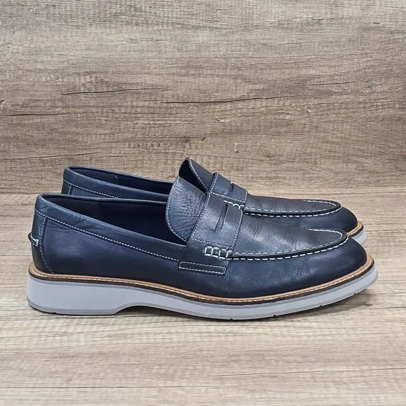 Cole Haan Osborn Grand 360 Men's Sz 12M Navy Blue Leather Penny Loafers (C33705)