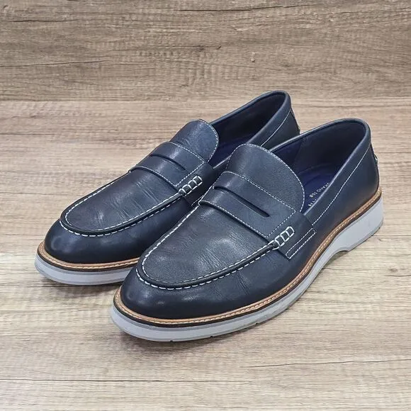 Cole Haan Osborn Grand 360 Men's Sz 12M Navy Blue Leather Penny Loafers (C33705)