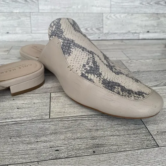 Cole Haan Ryan Snake Python Embossed Leather Mule Slip on Shoe‎ Women's Size 10B
