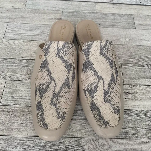 Cole Haan Ryan Snake Python Embossed Leather Mule Slip on Shoe‎ Women's Size 10B