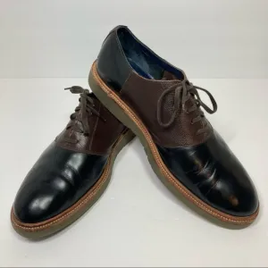 Cole Haan Saddle Lace Up Dress Oxfords Two Tone Black Brown Leather 11.5