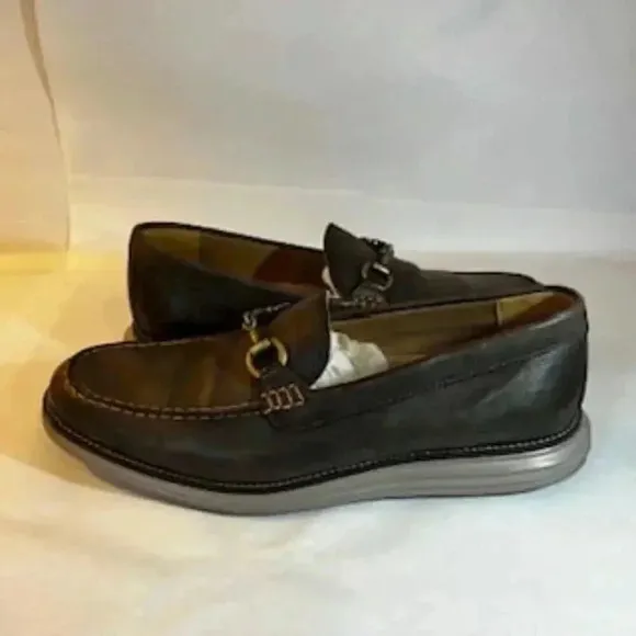 Cole Haan Shoes Grand OS  Leather Slip On Horse Bit Loafers Brown Mens Size 11