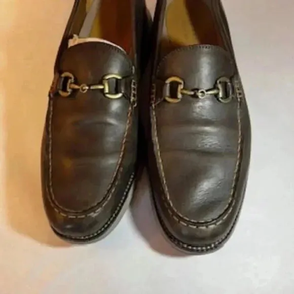 Cole Haan Shoes Grand OS  Leather Slip On Horse Bit Loafers Brown Mens Size 11
