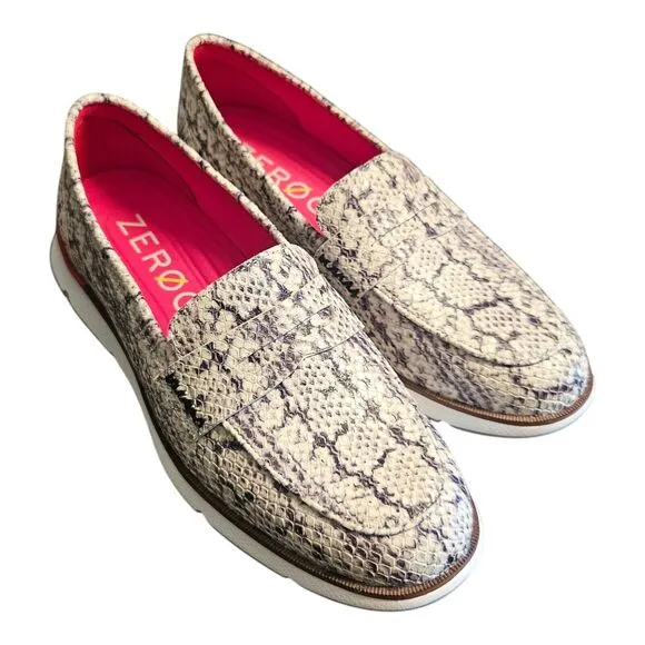 Cole Haan Snake Print Leather Loafers Women's Size 8B New