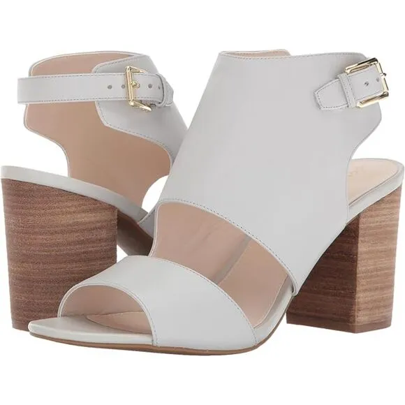 Cole Haan Women's Kathlyn II Ankle Strap Open Toe Bootie Sz 9B Light Gray
