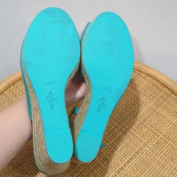 Cole Haan x Nike Air Espadrille Wedge Sandals Women's 10.5B Aqua Slingback