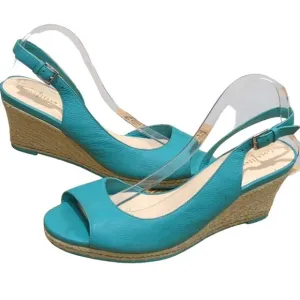 Cole Haan x Nike Air Espadrille Wedge Sandals Women's 10.5B Aqua Slingback
