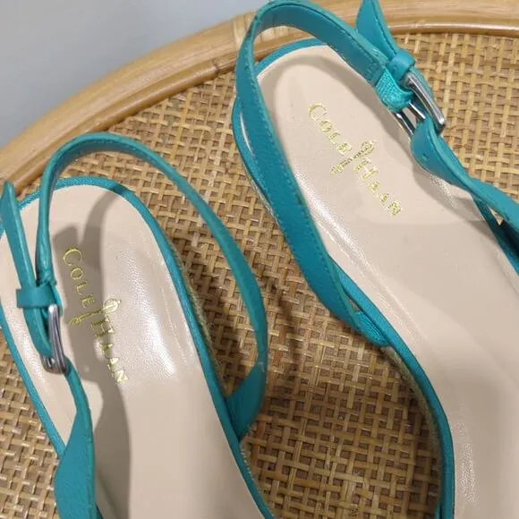 Cole Haan x Nike Air Espadrille Wedge Sandals Women's 10.5B Aqua Slingback