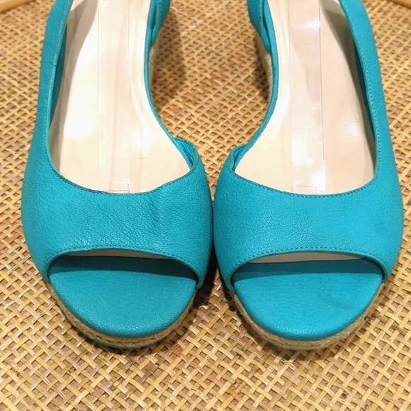 Cole Haan x Nike Air Espadrille Wedge Sandals Women's 10.5B Aqua Slingback