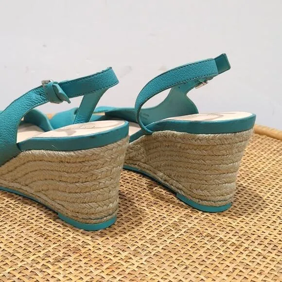 Cole Haan x Nike Air Espadrille Wedge Sandals Women's 10.5B Aqua Slingback