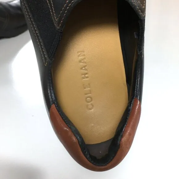 Cole Haan Zeno Split Toe Slip On Shoes Mens Size 10 M Black Brown Leather C24673